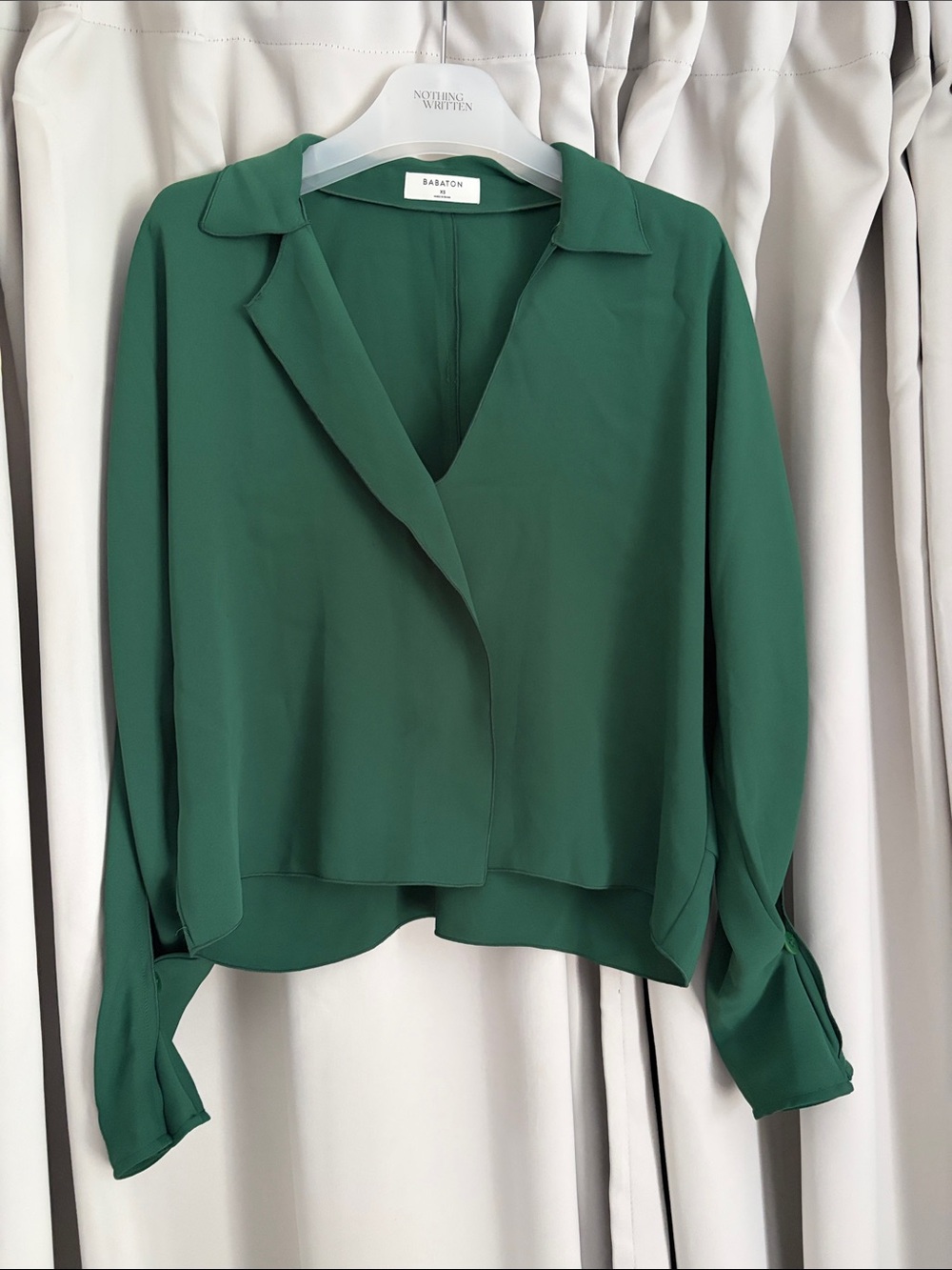 Babaton Emerald Green Draped Collar Blouse